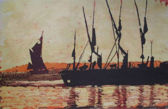 Image entitled Barge at Sunset